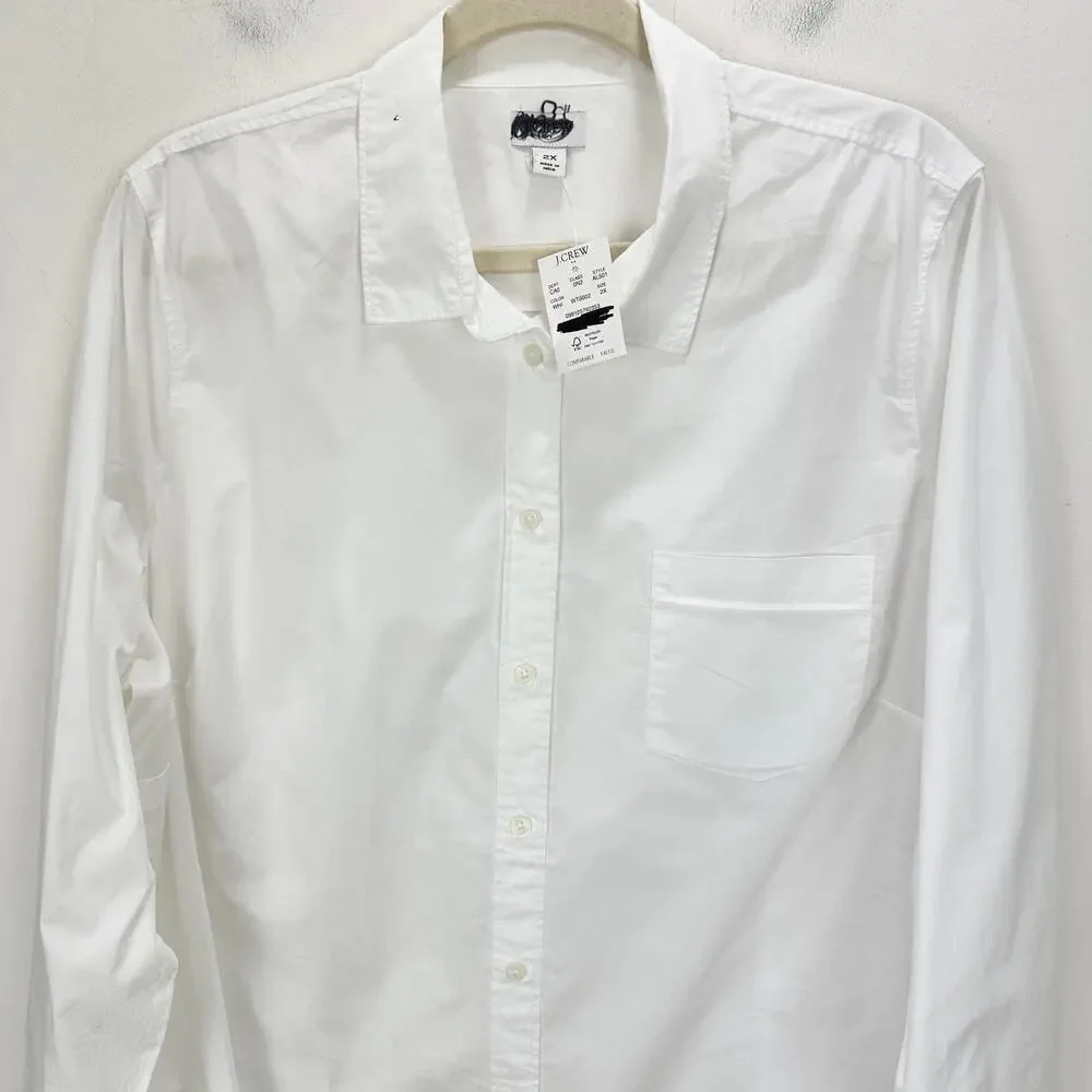 J.Crew Button-up cotton poplin shirt in signature fit Cotton White 2X NWT